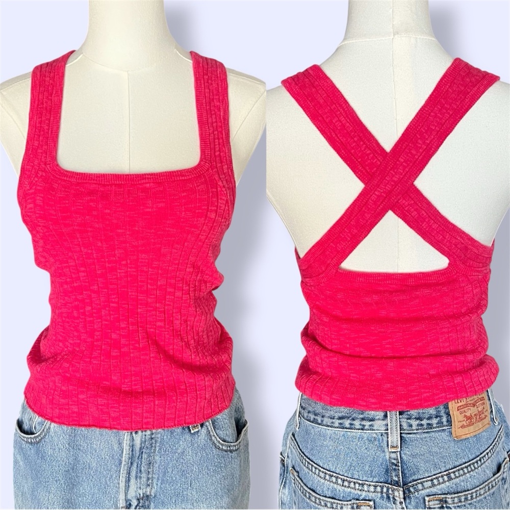 Anthropologie Pilcro Ribbed Square Neck Sweater Tank